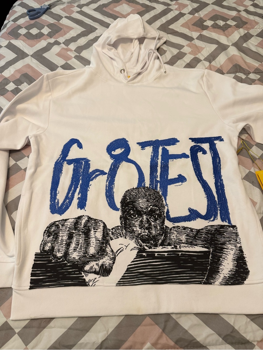 Bricks & Butter Muhammad Ali White Fleece Hoodie Size XL
